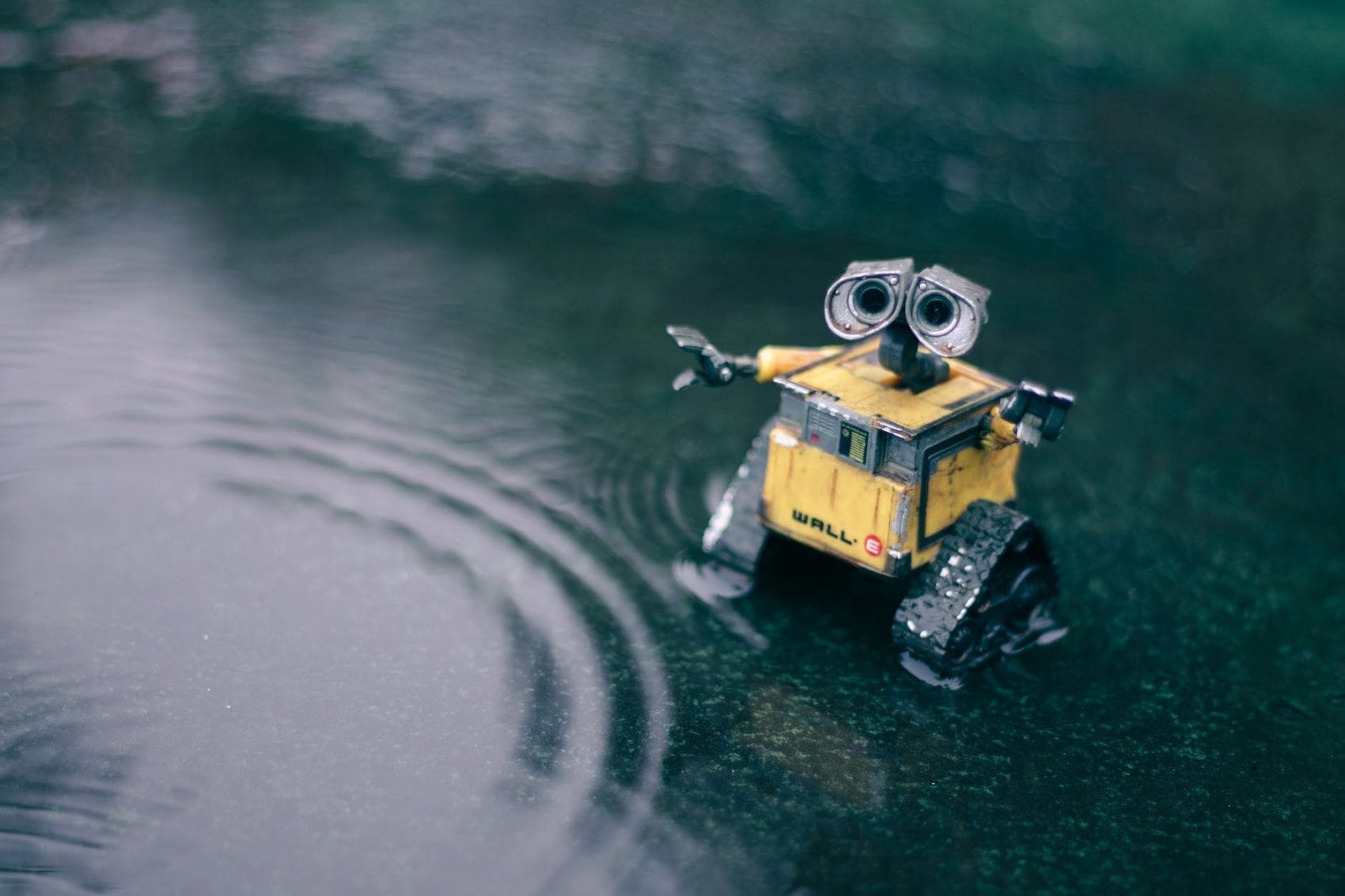 Posibles aplicaciones de ChatGPT - Pequeño robot bajo la lluvia
